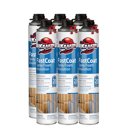 Krakenbond Krakenbond FastCoat Insulation Foam Spray, 27.1 oz, 6 Gun Use Cans, 6PK 6FCPACK